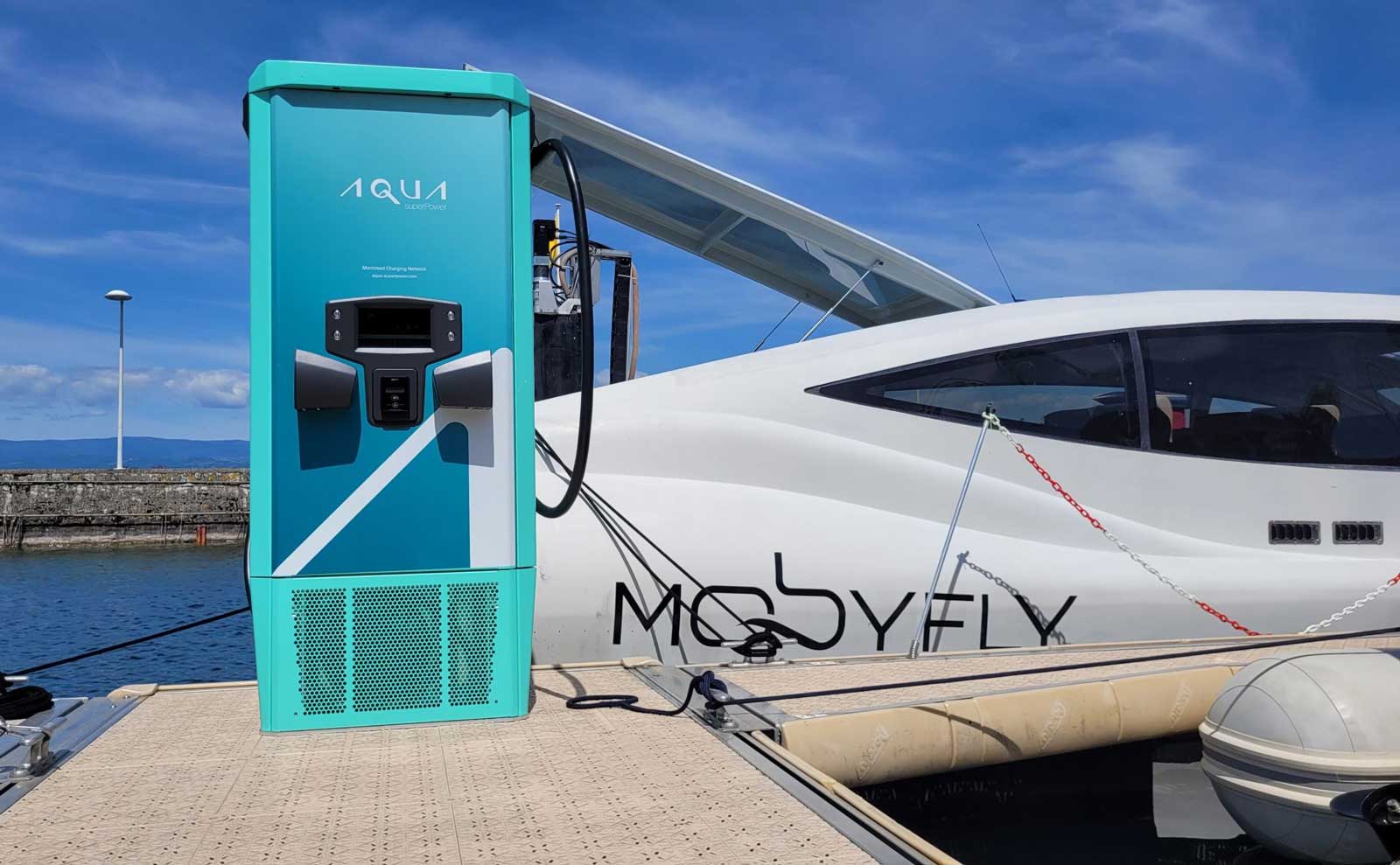 Aqua superPower installe sa premire borne de recharge rapide au lac Lman